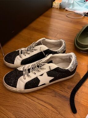 Vintage Havana Black and White sparkle trainers sneakers size 8